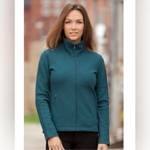 IBEX Pez Metro Merino Wool Full Zip Jacket Size LG TEAL Green Outdoors Winter